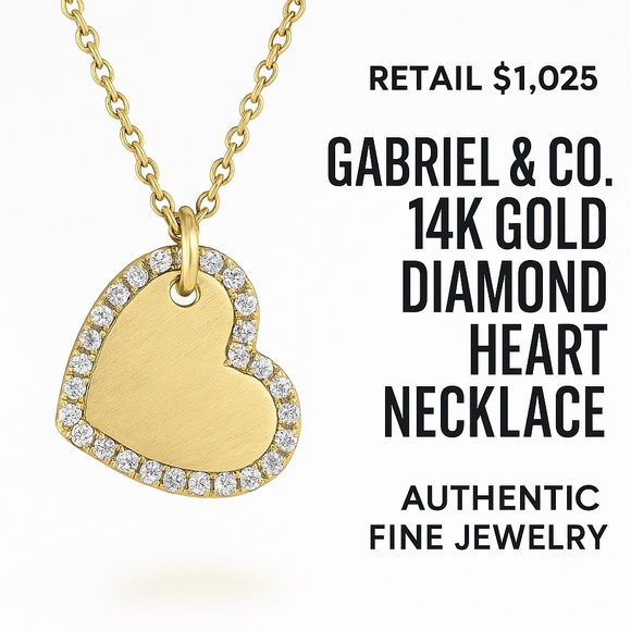 Gabriel & Co 14K Gold Diamond Heart Necklace 💎 Retail $1,025 - Picture 5 of 8